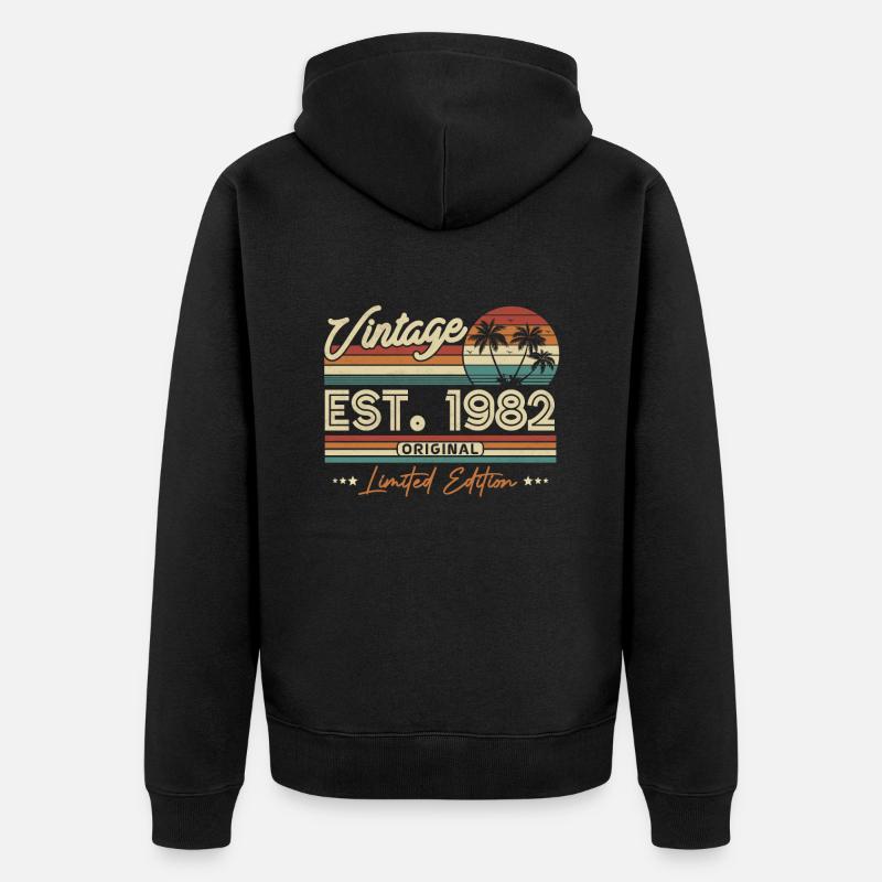 1982 Anniversaire du millésime - Veste à capuche bio Premium Unisexe - noir