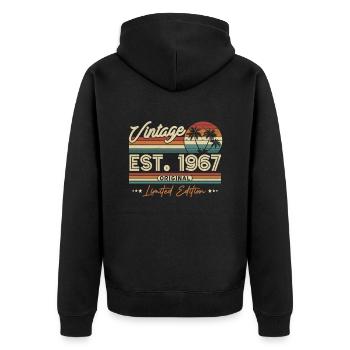 Cadeau d’anniversaire nostalgique 1967 - Veste à capuche bio Premium Unisexe - noir - Dos - Nico (187cm)