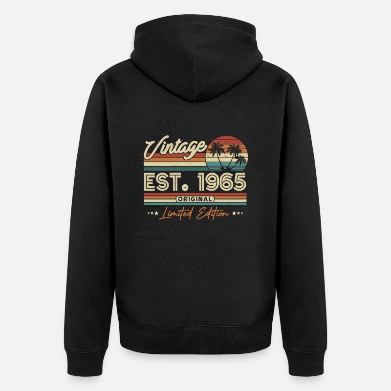 Nostalgique 1965 année d’anniversaire - Veste à capuche bio Premium Unisexe - noir