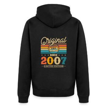 Vintage Birthday 2007 - Unisex Premium Organic Zip Hoodie - black - Back - Nico (187cm)