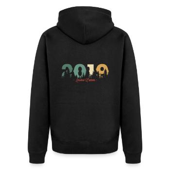 Nature Birthday Gift 2019, 4/5 years - Unisex Premium Organic Zip Hoodie - black - Back - Nico (187cm)