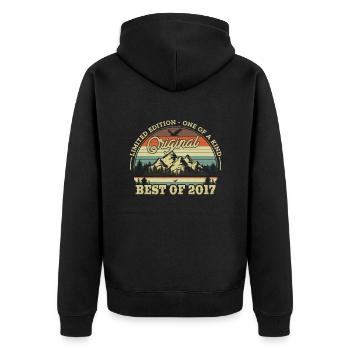 Retro Birthday Joy 6-7 years - Unisex Premium Organic Zip Hoodie - black - Back - Nico (187cm)