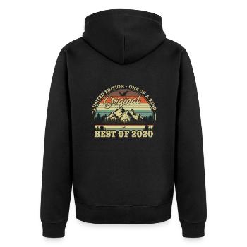 Retro Geburtstagsfreude 2020 - Unisex Premium Bio Zip Hoodie - Schwarz - Hinten - Nico (187cm)