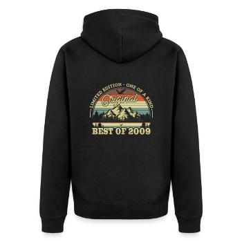 Retro Birthday Gift 2009 Calendar - Unisex Premium Organic Zip Hoodie - black - Back - Nico (187cm)