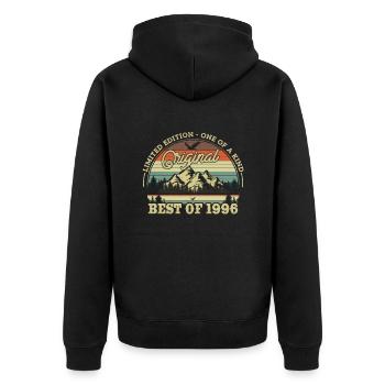Birthday vintage '96 - Unisex Premium Organic Zip Hoodie - black - Back - Nico (187cm)