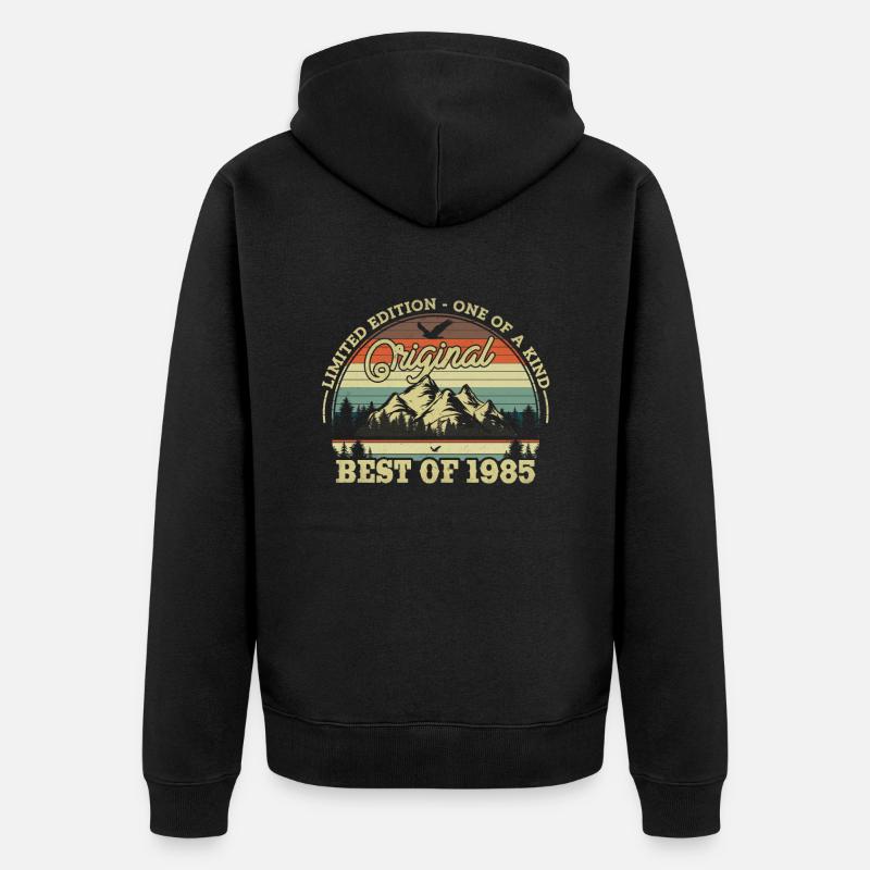 Cadeau d’anniversaire rétro '85 - Veste à capuche bio Premium Unisexe - noir