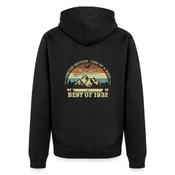 Vintage Birthday Gift 1932 - Unisex Premium Organic Zip Hoodie - black - Back - Nico (187cm)