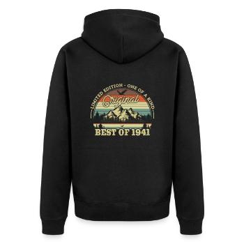 1941 Vintage Gift 82/83 Years - Unisex Premium Organic Zip Hoodie - black - Back - Nico (187cm)