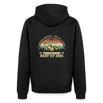 Retro 91 Birthday Gift - Unisex Premium Organic Zip Hoodie - black - Back - Nico (187cm)