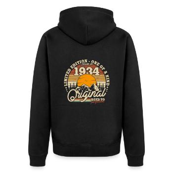 1934 Cadeau d’anniversaire - Veste à capuche bio Premium Unisexe - noir - Dos - Nico (187cm)