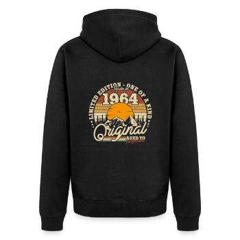 Retro 59/60 - Cadeau Millésime 1964 - Veste à capuche bio Premium Unisexe - noir - Dos - Nico (187cm)