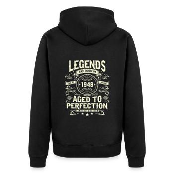 1948 Birthday legend - Unisex Premium Organic Zip Hoodie - black - Back - Nico (187cm)