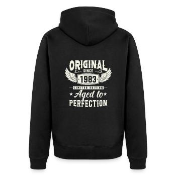 Legendary 1983 year of birth - Unisex Premium Organic Zip Hoodie - black - Back - Nico (187cm)