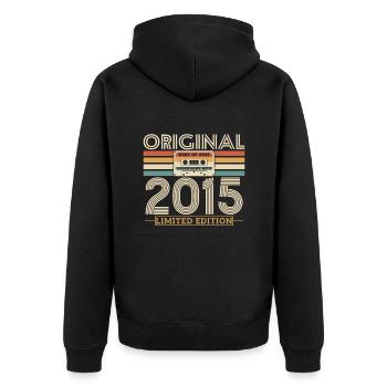 Legendary since 2015 - Unisex Premium Organic Zip Hoodie - black - Back - Nico (187cm)