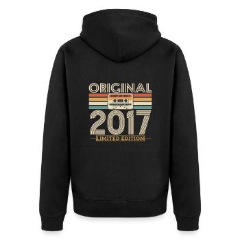 Legendär 2017 Geboren - Unisex Premium Bio Zip Hoodie - Schwarz - Hinten - Nico (187cm)