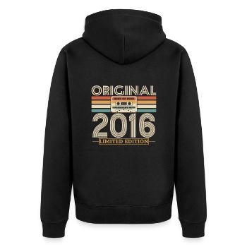 Legendary 2016 vintage - Unisex Premium Organic Zip Hoodie - black - Back - Nico (187cm)