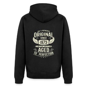 Legendary 1973 birthday year - Unisex Premium Organic Zip Hoodie - black - Back - Nico (187cm)