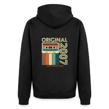2007 Vintage Retro Shirt - Unisex Premium Bio Zip Hoodie - Schwarz - Hinten - Nico (187cm)