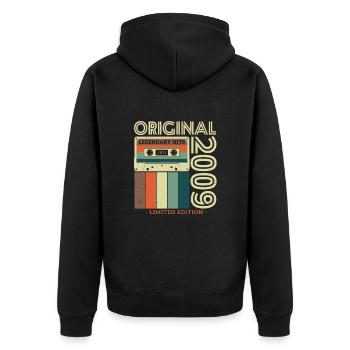 Retro Treasure: Millésime original 2009 - Veste à capuche bio Premium Unisexe - noir - Dos - Nico (187cm)