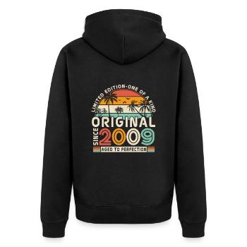 Geboren zur Legende - 2009 - Unisex Premium Bio Zip Hoodie - Schwarz - Hinten - Nico (187cm)