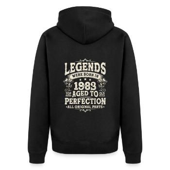 Né en 1983 : Vintage Birthday Legend - Veste à capuche bio Premium Unisexe - noir - Dos - Nico (187cm)