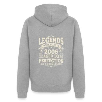 2005 Geboren - Vintage Geschenk - Unisex Premium Bio Zip Hoodie - Grau meliert - Hinten - Nico (187cm)