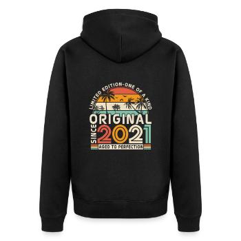 Legendäre 2021er Geschenke - Unisex Premium Bio Zip Hoodie - Schwarz - Hinten - Nico (187cm)