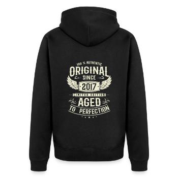 Legendäres 6. Geburtstags-Shirt - Unisex Premium Bio Zip Hoodie - Schwarz - Hinten - Nico (187cm)