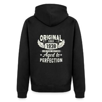 85 ans de légende d’anniversaire 1938 - Veste à capuche bio Premium Unisexe - noir - Dos - Nico (187cm)
