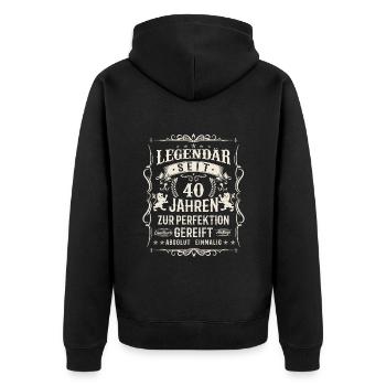40 Jahre Legendenstatus - Unisex Premium Bio Zip Hoodie - Schwarz - Hinten - Nico (187cm)