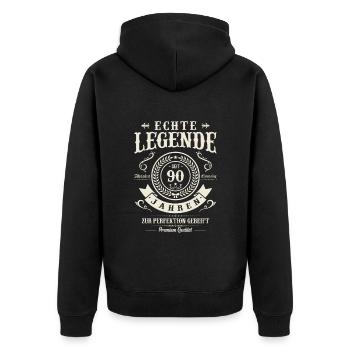90 Jahre Perfektion - Unisex Premium Bio Zip Hoodie - Schwarz - Hinten - Nico (187cm)