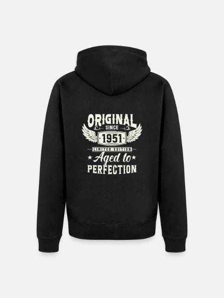 Vintage 1951 Geburtstagsgeschenk - Unisex Premium Bio Zip Hoodie - Schwarz