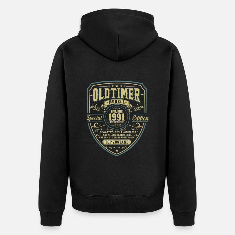 Legendäres Jahrgangsgeschenk '91 - Unisex Premium Bio Zip Hoodie - Schwarz