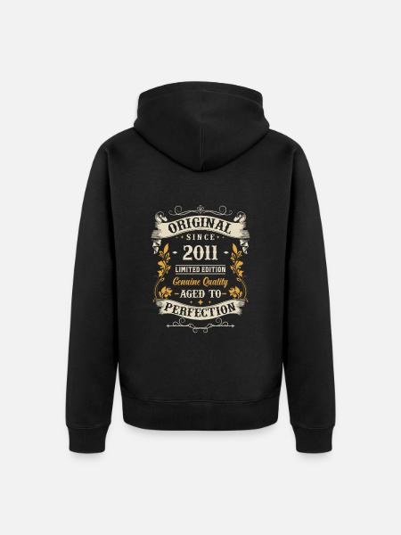 Legendary 2011 Birthday Present - Unisex Premium Organic Zip Hoodie - black
