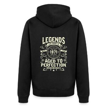 Legendary 1971 Birthday Present - Unisex Premium Organic Zip Hoodie - black - Back - Nico (187cm)