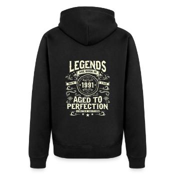 1991 Légende de l’anniversaire - Veste à capuche bio Premium Unisexe - noir - Dos - Nico (187cm)