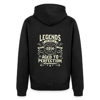 Legendäres Geburtsjahr 2014 - Unisex Premium Bio Zip Hoodie - Schwarz - Hinten - Nico (187cm)