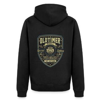 1969 Geboren - Unisex Premium Bio Zip Hoodie - Schwarz - Hinten - Nico (187cm)