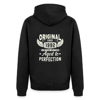 Retro Birthday Legend '92 - Unisex Premium Organic Zip Hoodie - black - Back - Nico (187cm)