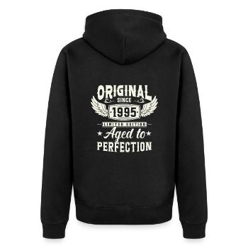 Legendary Birthday Shirt '95 - Unisex Premium Organic Zip Hoodie - black - Back - Nico (187cm)