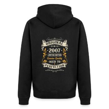 Legendary Birthday Vintage '07 - Unisex Premium Organic Zip Hoodie - black - Back - Nico (187cm)