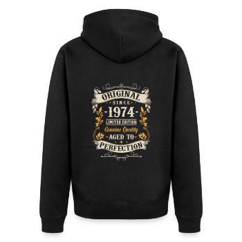 Legendary Birthday '74 - Unisex Premium Organic Zip Hoodie - black - Back - Nico (187cm)