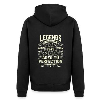 Vintage 1949: A gift for 74 years - Unisex Premium Organic Zip Hoodie - black - Back - Nico (187cm)
