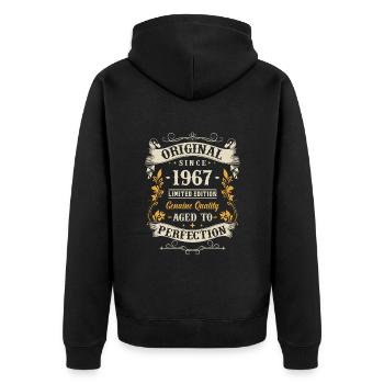 Vintage 1967 - 56 years - Unisex Premium Organic Zip Hoodie - black - Back - Nico (187cm)