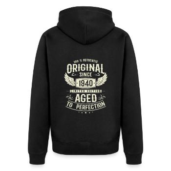 Cadeau rétro 83 ans - Veste à capuche bio Premium Unisexe - noir - Dos - Nico (187cm)