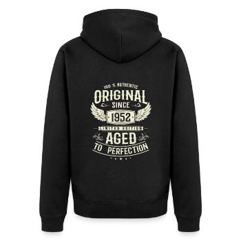 Cadeau nostalgique : anniversaire de 1952 - Veste à capuche bio Premium Unisexe - noir - Dos - Nico (187cm)