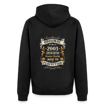 Vintage 2003 - 20 Jahre Geschenk - Unisex Premium Bio Zip Hoodie - Schwarz - Hinten - Nico (187cm)