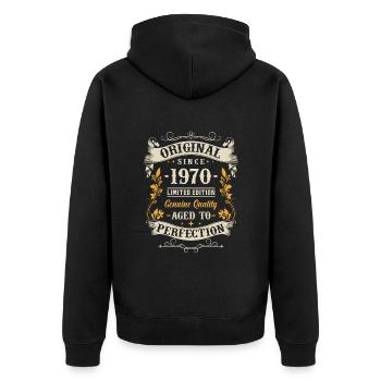 Nostalgique cadeau du 53e anniversaire 1970 - Veste à capuche bio Premium Unisexe - noir - Dos - Nico (187cm)