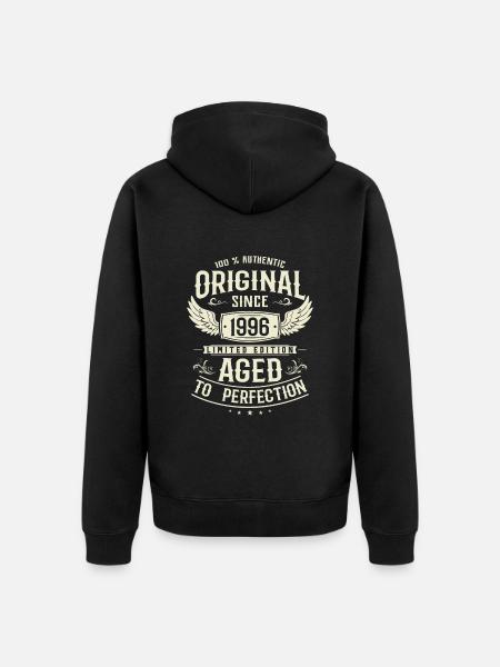 Retro Birthday Joy '96 - Unisex Premium Organic Zip Hoodie - black