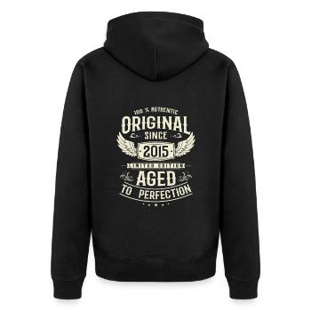 Vintage 2015 Birthday Gift - Unisex Premium Organic Zip Hoodie - black - Back - Nico (187cm)